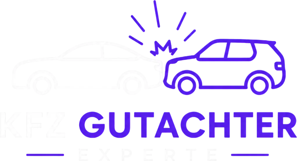 KFZ Gutachter Experte Hamburg Logo mit schematischem Auffahrunfall zwischen zwei Fahrzeugen