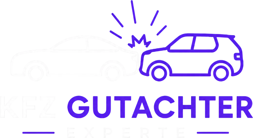 KFZ Gutachter Experte Hamburg Logo mit schematischem Auffahrunfall zwischen zwei Fahrzeugen