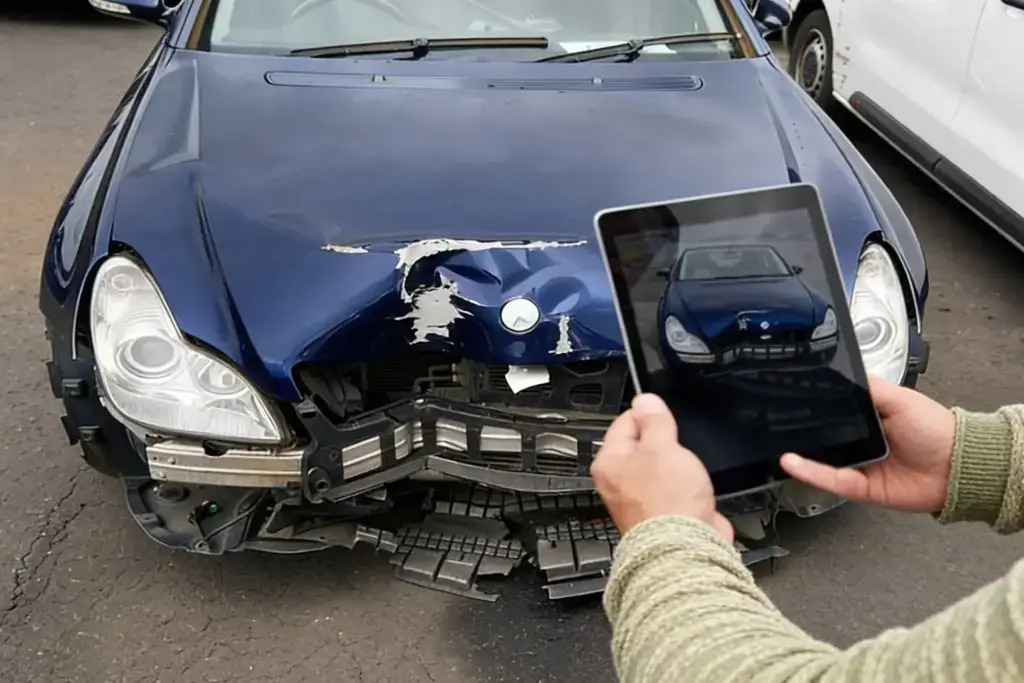 Unfallgutachten in Hamburg – Dokumentation eines Frontschadens an einem Pkw mittels Tablet zur digitalen Schadenaufnahme